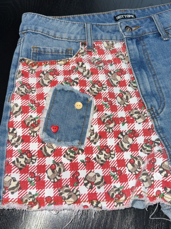 Thorn & Fable Raccoons & Cherries Gingham Shorts - Picture 5 of 12